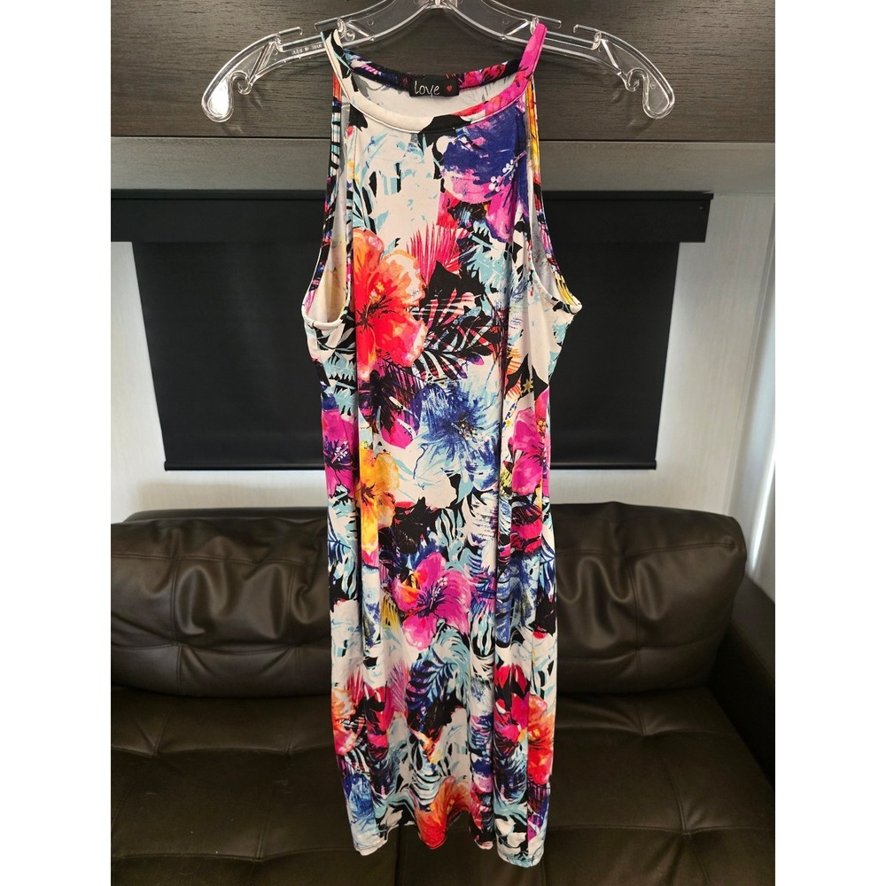 Love Tropical Floral Maxi Dress in Pink, Blue & Yellow